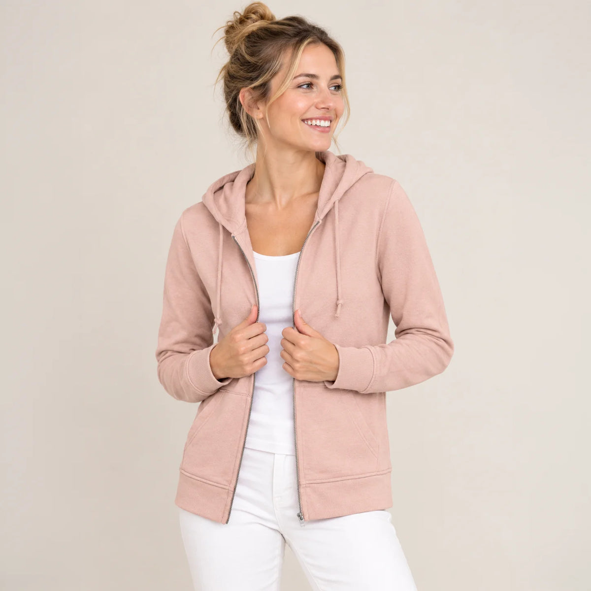 Sweat zippé femme coton bio . Top qualité