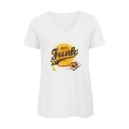 Let's funk !    T-shirt femme bio col V