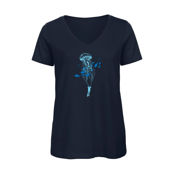 Under the sky    T-shirt femme bio col V