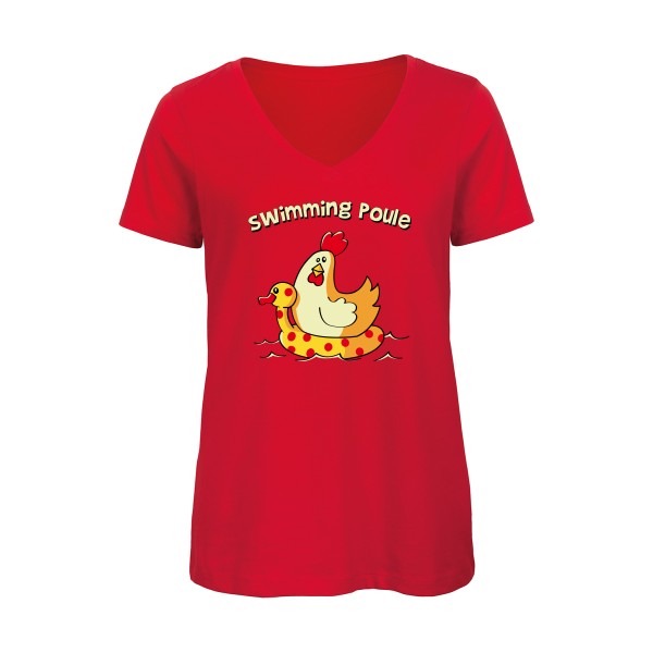 swimming poule    T-shirt femme bio col V