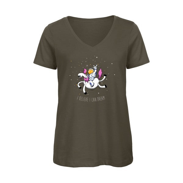 Space Rodéo Licorne    T-shirt femme bio col V