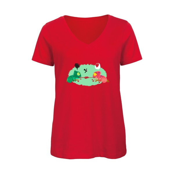 poor chameleon    T-shirt femme bio col V