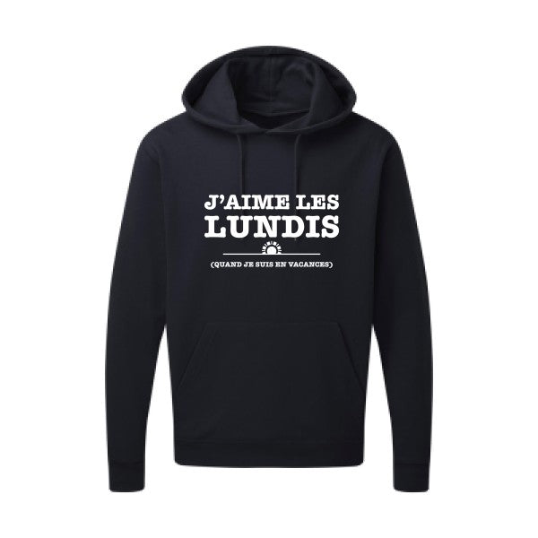 J'aime les lundis quand... Blanc Sweat capuche homme 