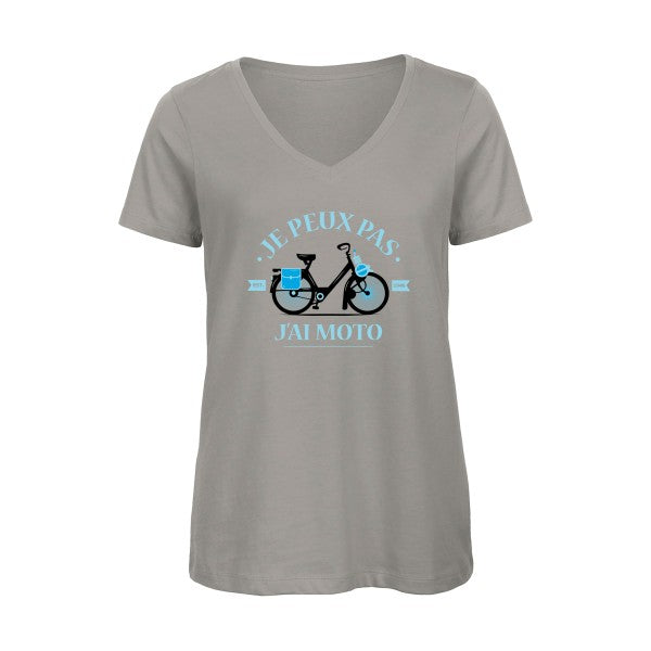 Je peux pas j'ai moto    T-shirt femme bio col V