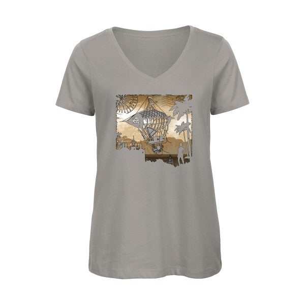 Carnet de voyage    T-shirt femme bio col V