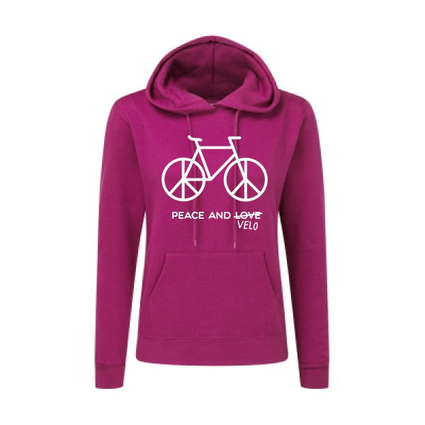 Peace and vélo Blanc  - Sweatshirt Sweat capuche femme