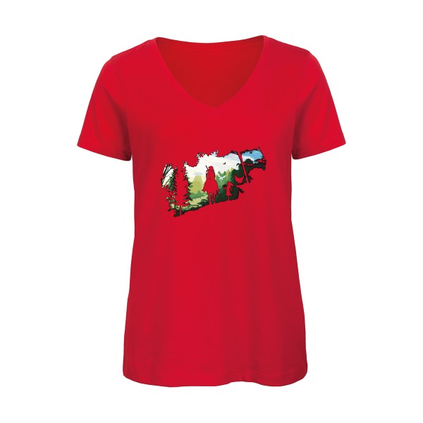 Adventure link    T-shirt femme bio col V