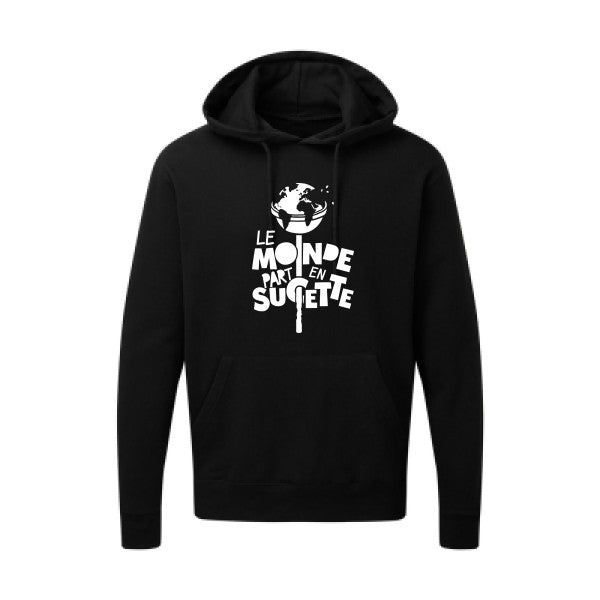 Le Monde part en Sucette Blanc Sweat capuche homme 