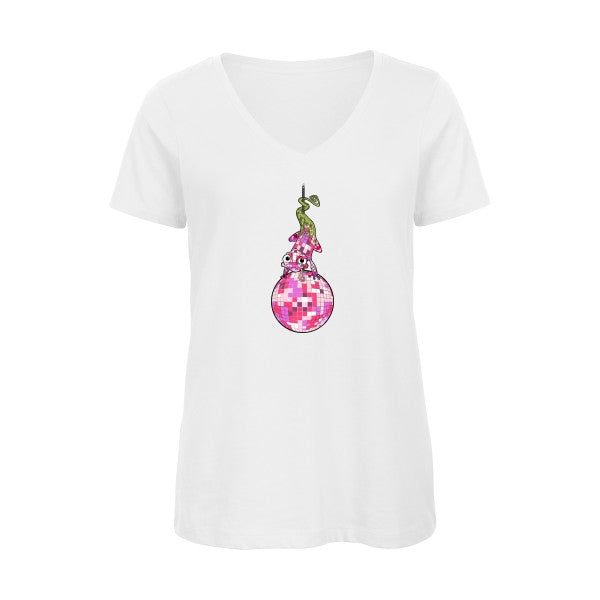 new color    T-shirt femme bio col V