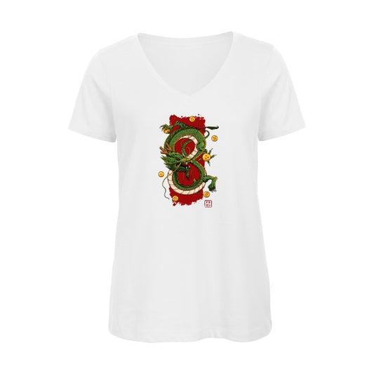 Shenron    T-shirt femme bio col V