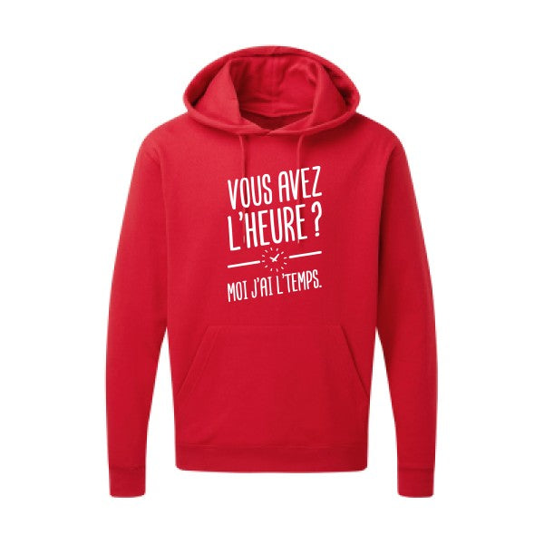 Vous avez l'heure? Moi j'ai l'temps. Blanc Sweat capuche homme 