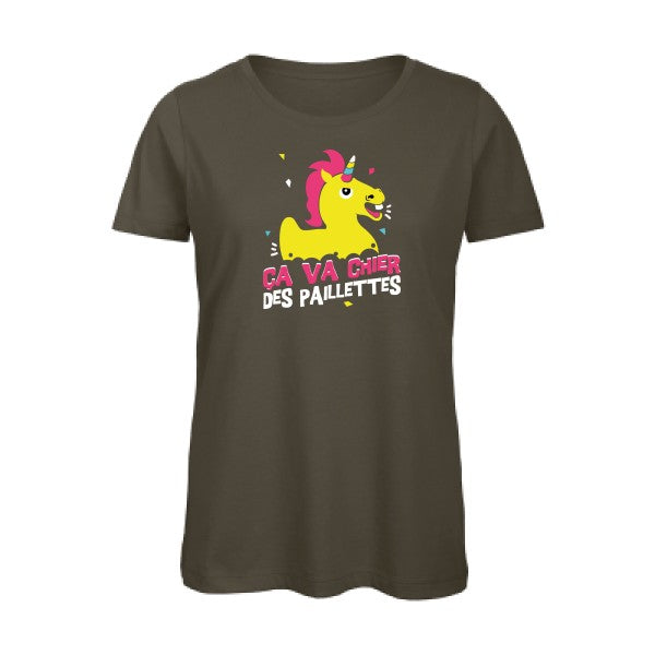 ça va chier des paillettes   T-shirt femme bio