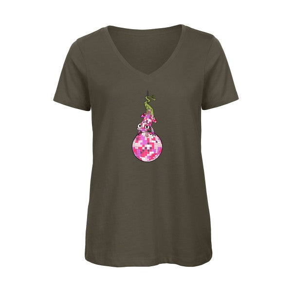 new color    T-shirt femme bio col V