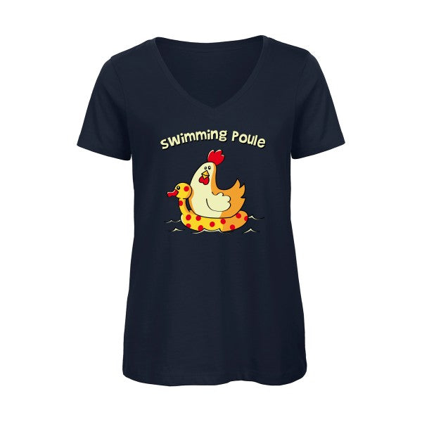 swimming poule    T-shirt femme bio col V