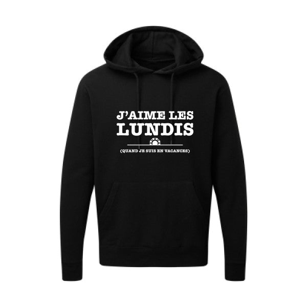 J'aime les lundis quand... Blanc Sweat capuche homme 