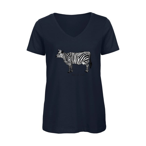 drole de zebre    T-shirt femme bio col V