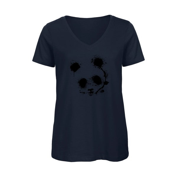 panda    T-shirt femme bio col V