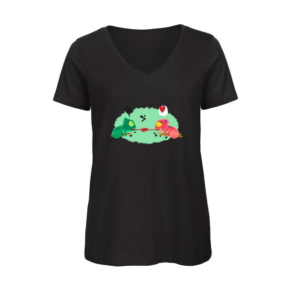 poor chameleon    T-shirt femme bio col V