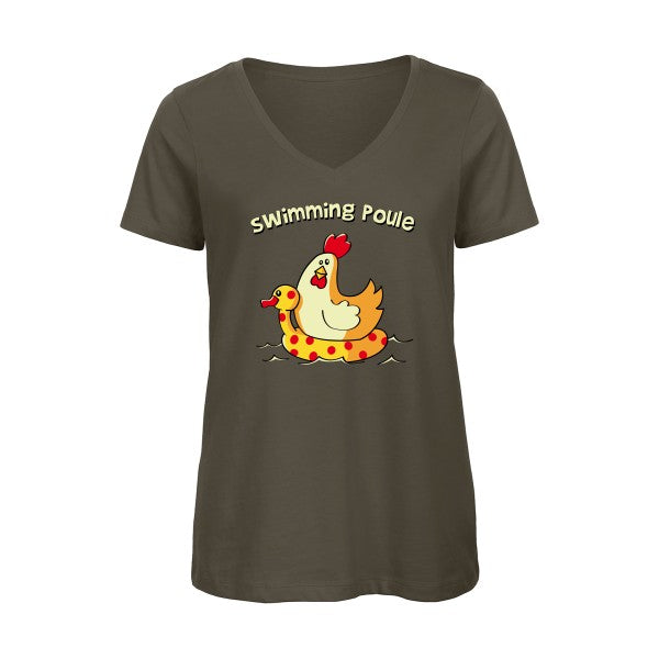 swimming poule    T-shirt femme bio col V