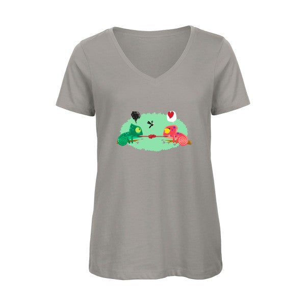 poor chameleon    T-shirt femme bio col V