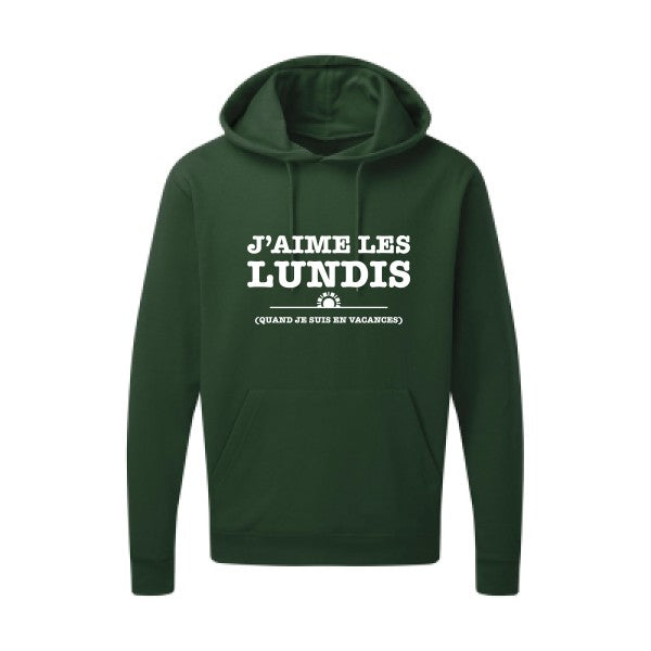 J'aime les lundis quand... Blanc Sweat capuche homme 