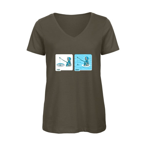 Fishing in Arctic    T-shirt femme bio col V