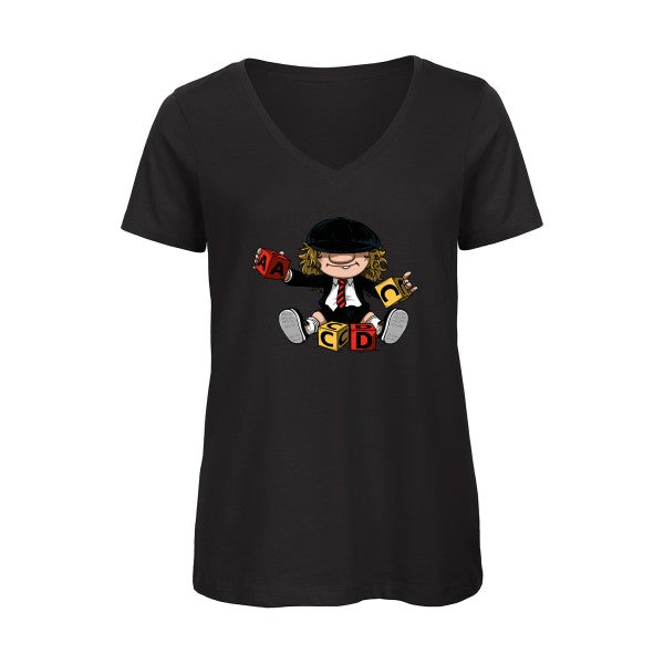 ACDC    T-shirt femme bio col V