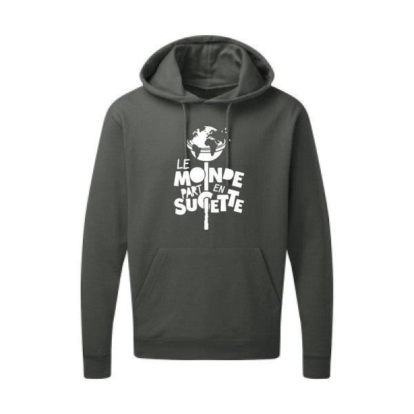 Le Monde part en Sucette Blanc Sweat capuche homme 