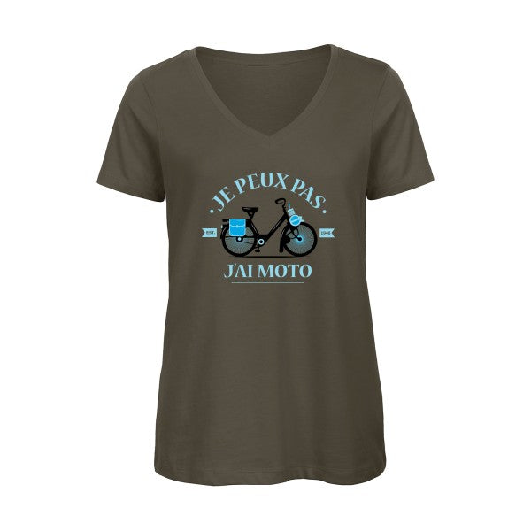 Je peux pas j'ai moto    T-shirt femme bio col V