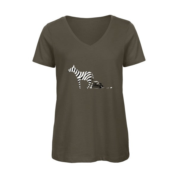 Zèbre    T-shirt femme bio col V