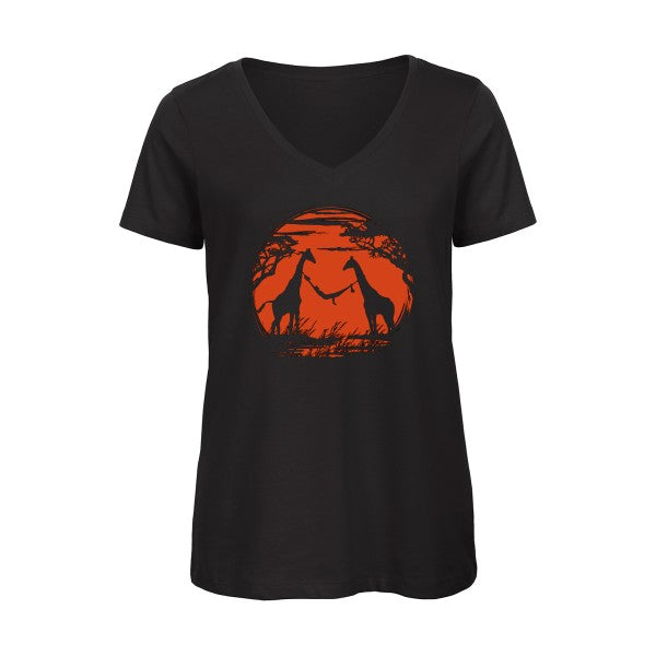 girafe    T-shirt femme bio col V