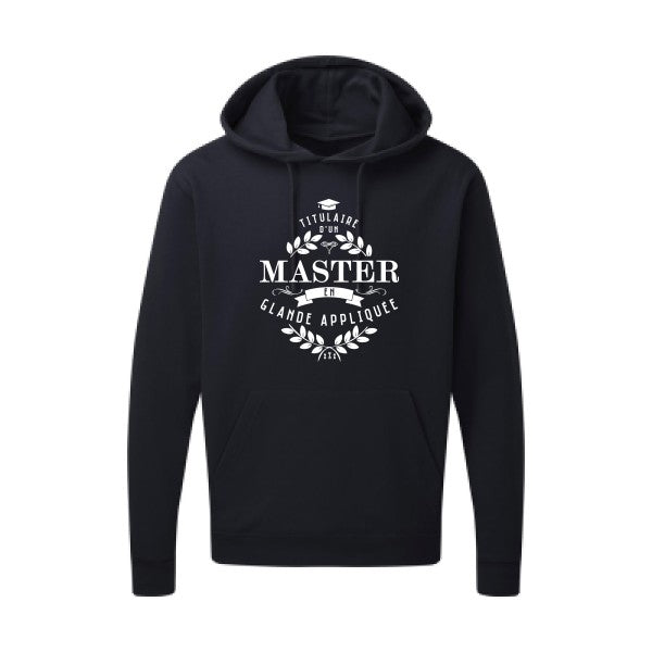 Master en glande appliquée Blanc Sweat capuche homme 