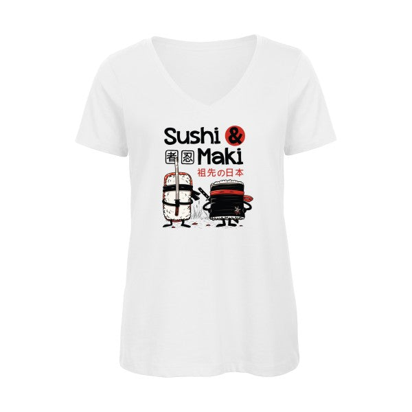 Sushi et Maki    T-shirt femme bio col V