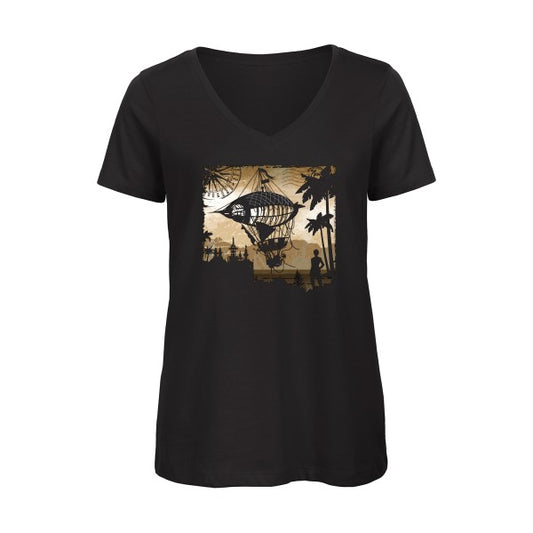 Carnet de voyage    T-shirt femme bio col V