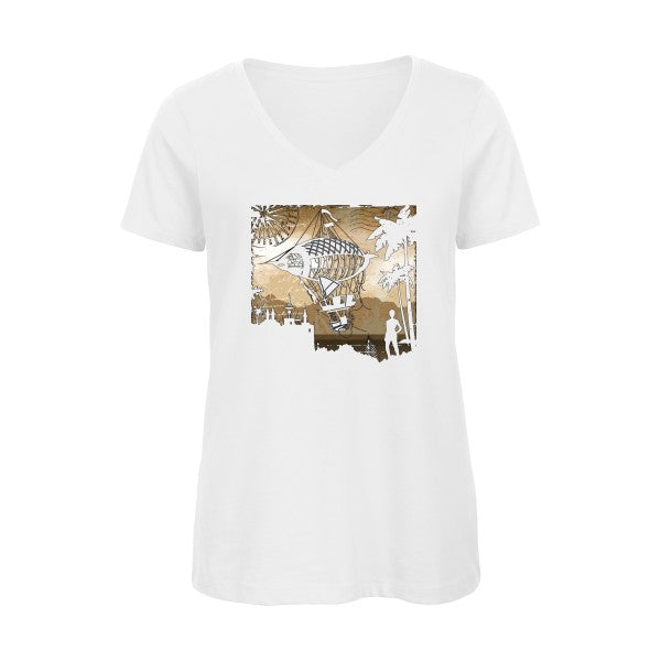 Carnet de voyage    T-shirt femme bio col V