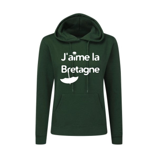 J'aime la Bretagne Blanc  - Sweatshirt Sweat capuche femme