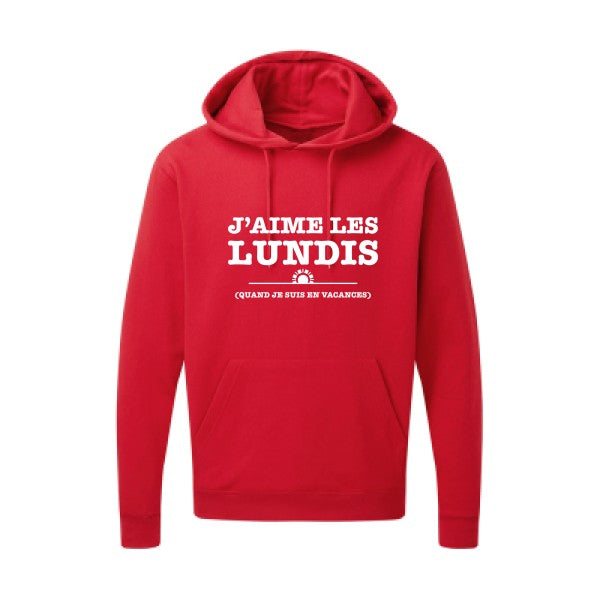 J'aime les lundis quand... Blanc Sweat capuche homme 