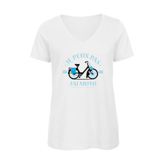 Je peux pas j'ai moto    T-shirt femme bio col V