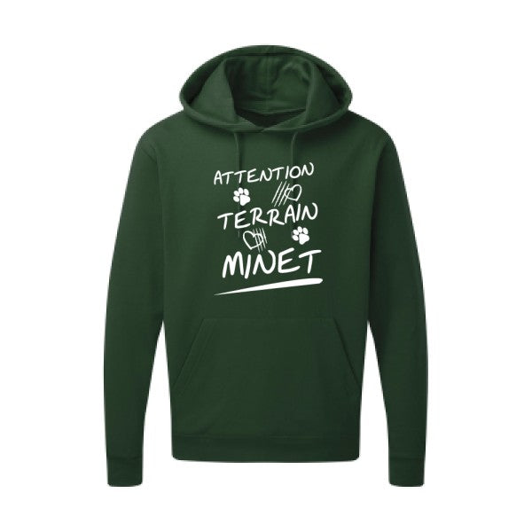 Attention Terrain Minet Blanc Sweat capuche homme 