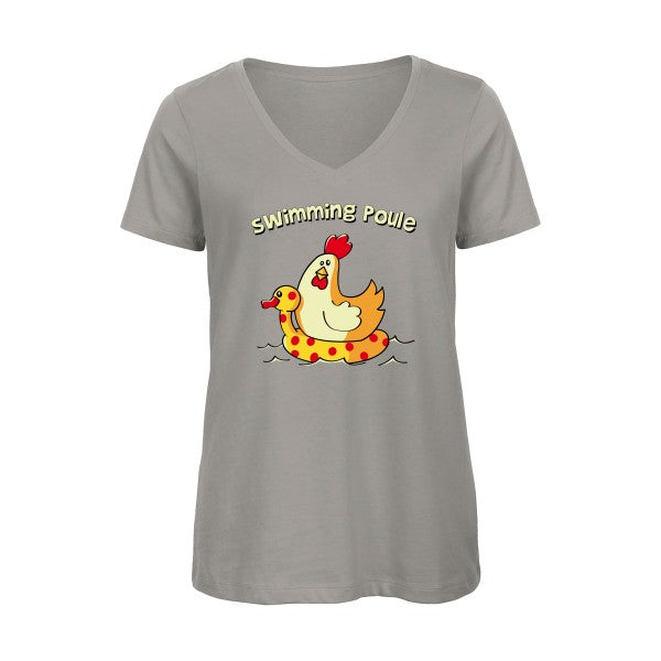 swimming poule    T-shirt femme bio col V