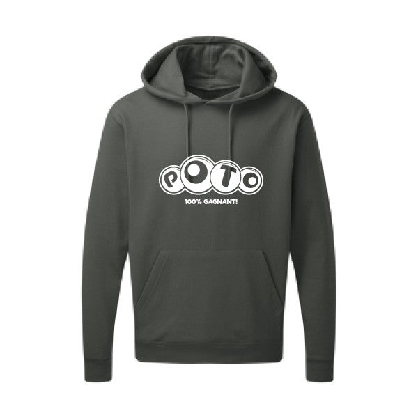 Poto Blanc Sweat capuche homme 