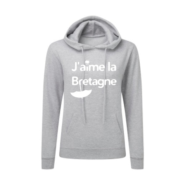 J'aime la Bretagne Blanc  - Sweatshirt Sweat capuche femme