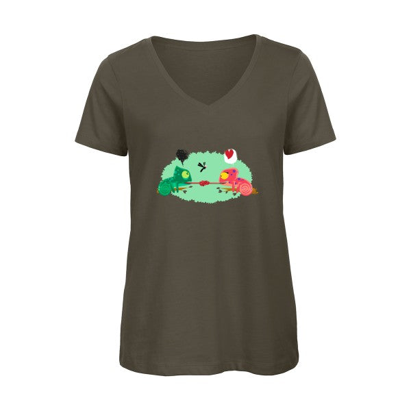 poor chameleon    T-shirt femme bio col V