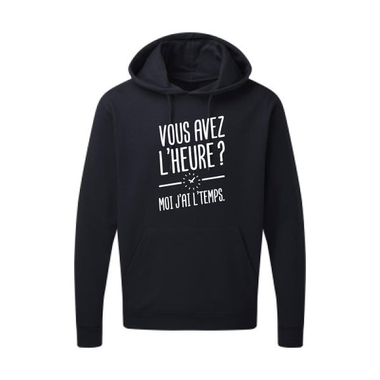 Vous avez l'heure? Moi j'ai l'temps. Blanc Sweat capuche homme 