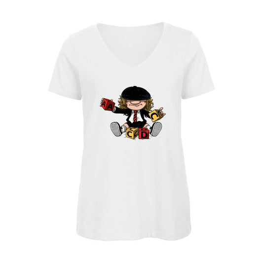 ACDC    T-shirt femme bio col V