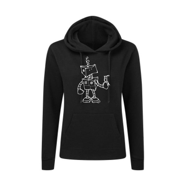 Robot & Bird Blanc  - Sweatshirt Sweat capuche femme