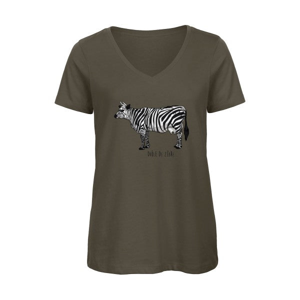 drole de zebre    T-shirt femme bio col V