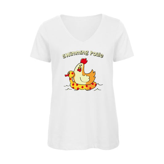 swimming poule    T-shirt femme bio col V