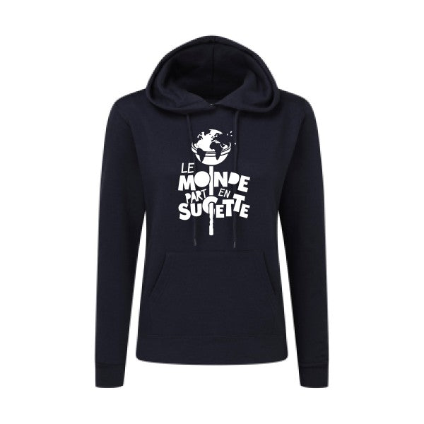 Le Monde part en Sucette Blanc  - Sweatshirt Sweat capuche femme