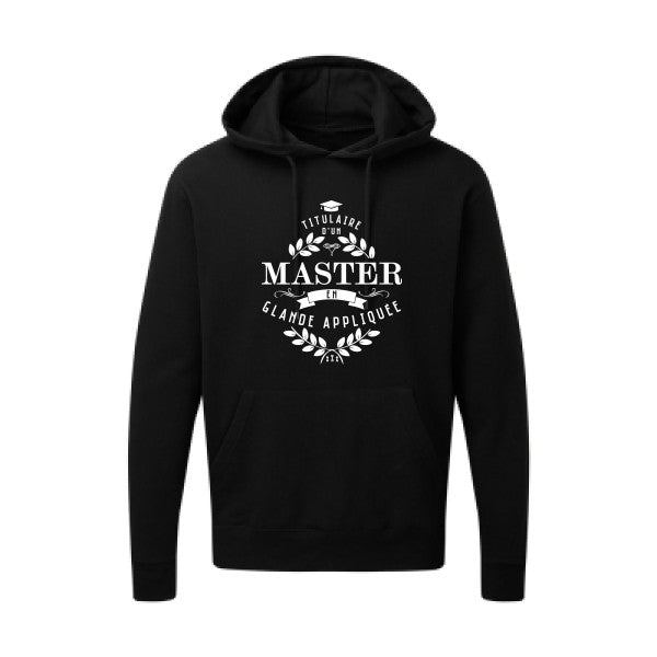 Master en glande appliquée Blanc Sweat capuche homme 